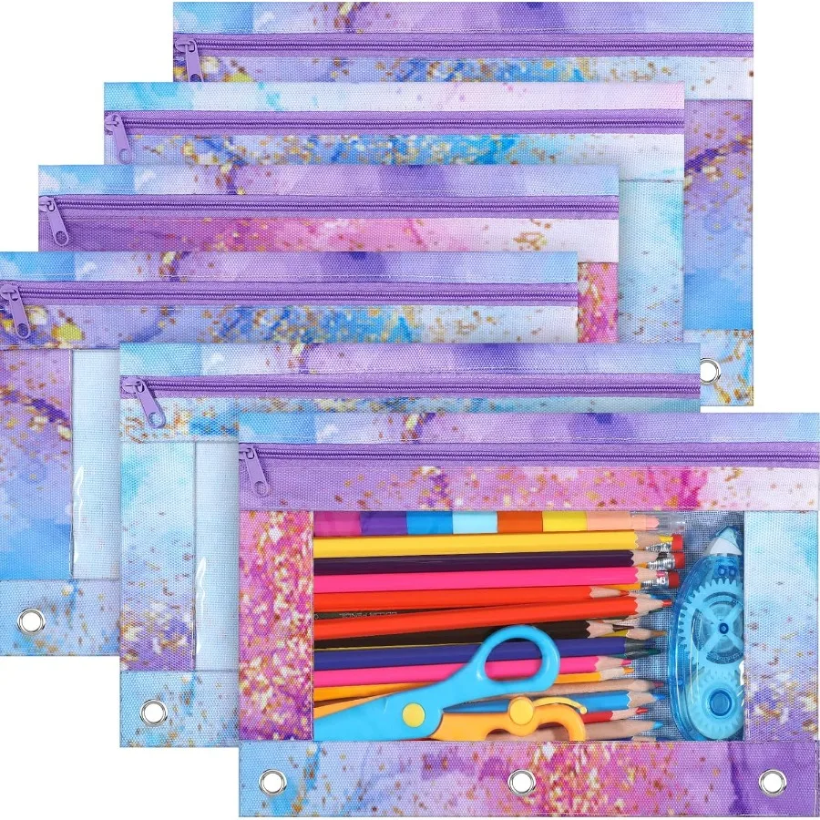 6 Pack Peil Pouch for 3 Ring Binder Smooth Zipper 3 Ring Binder Peil Pouches Reinforced Grommets Pen Cases Pen Bags with Clear
6 Pack Peil Pouch for 3 Ring Binder Smooth Zipper 3 Ring Binder Peil Pouches Reinforced Grommets Pen Cases Pen Bags with Clear