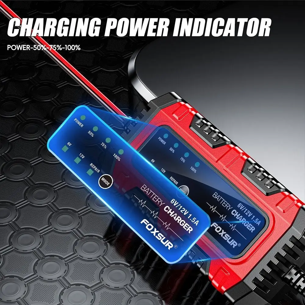 6V 12V 1.5A Car Battery Charger LED Display Safe Electric Motorcycles Charger Overvoltage Protection Professional
6V 12V 1.5A Car Battery Charger LED Display Safe Electric Motorcycles Charger Overvoltage Protection Professional