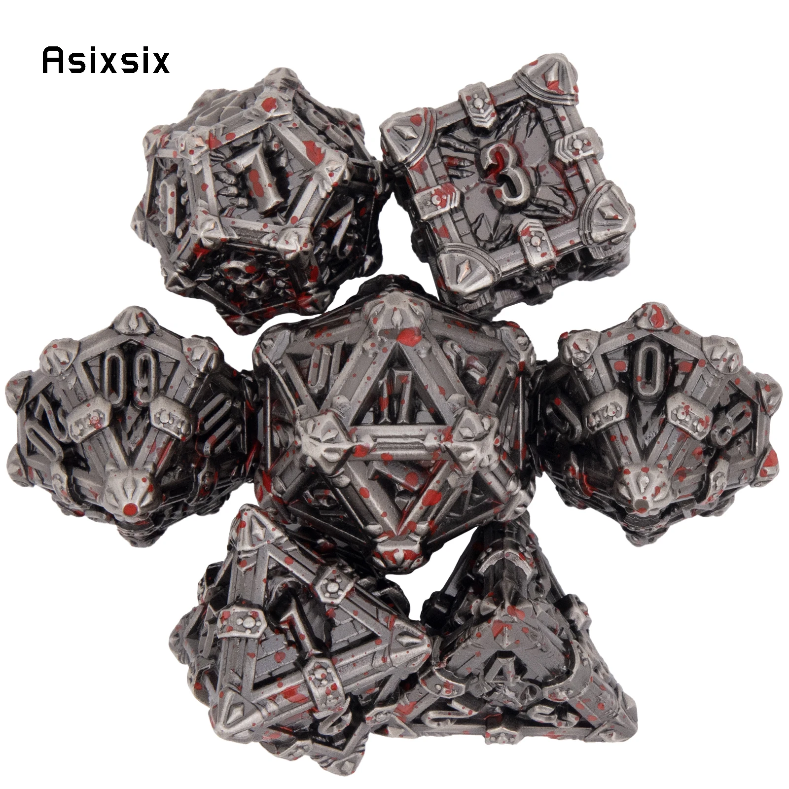 Metal Dice Perfect for Tabletop Rpgs and Card Games 7 Pcs Red Black Skull Dice Solid Metal Polyhedral Dice Role-Playing RPG
Metal Dice Perfect for Tabletop Rpgs and Card Games 7 Pcs Red Black Skull Dice Solid Metal Polyhedral Dice Role-Playing RPG