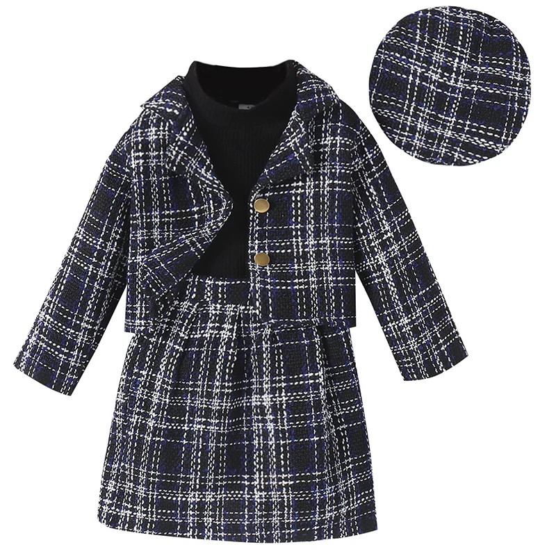 4Piece 2025 Spring Autumn Kids Girls Clothes Korean Fashion Plaid Long Sleeve Coat+Baby Tops+Skirt+Hat Children's Sets BC2257
4Piece 2025 Spring Autumn Kids Girls Clothes Korean Fashion Plaid Long Sleeve Coat+Baby Tops+Skirt+Hat Children's Sets BC2257