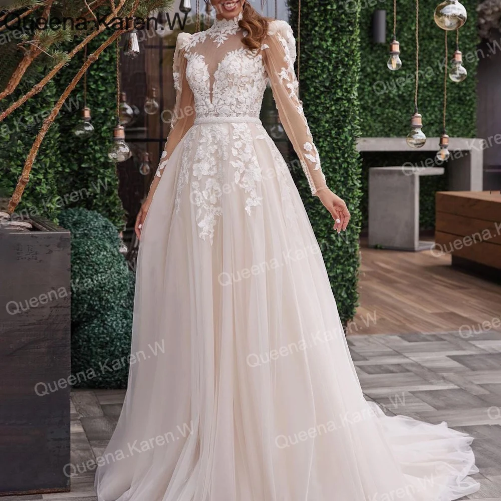 Queena.Karen.W Elegant A line Wedding Dress long sleeve high neck lace beading bride dress robe de mariee Bridal Gown
Queena.Karen.W Elegant A line Wedding Dress long sleeve high neck lace beading bride dress robe de mariee Bridal Gown