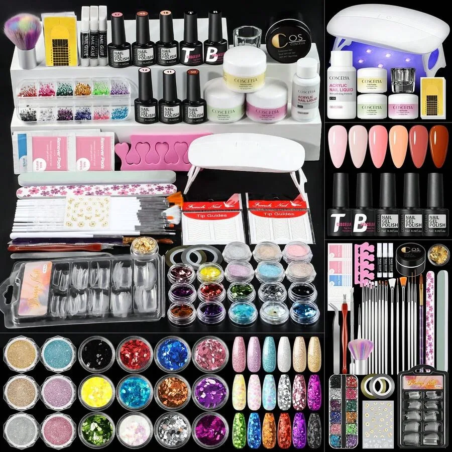 COSCELIA Acrylic Nail Kit For Beginners: With Everything Gel Polish Kit With UV Lamp Acrylic Nail Set With Glitter Acrylic Powd
COSCELIA Acrylic Nail Kit For Beginners: With Everything Gel Polish Kit With UV Lamp Acrylic Nail Set With Glitter Acrylic Powd