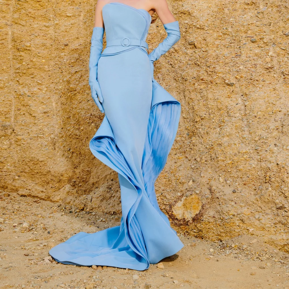 Customized Graceful Jersey Mermaid Tiered and Belt Evening Dresses Strapless Sleeveless Zipper Back Panel Train Prom Dress
Customized Graceful Jersey Mermaid Tiered and Belt Evening Dresses Strapless Sleeveless Zipper Back Panel Train Prom Dress
