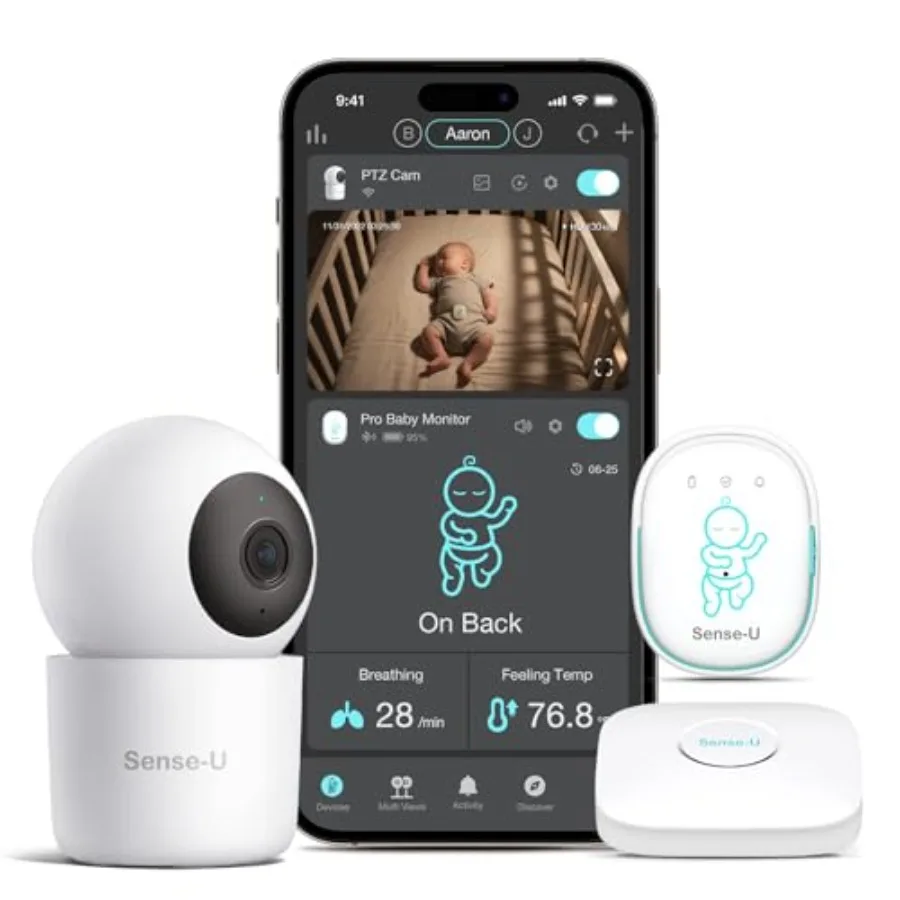 Pro Baby Breathing Movement Monitor with 2.5K PTZ Camera: Track Breathing with Gentle Vibration, Sleep Position, Temperature No
Pro Baby Breathing Movement Monitor with 2.5K PTZ Camera: Track Breathing with Gentle Vibration, Sleep Position, Temperature No