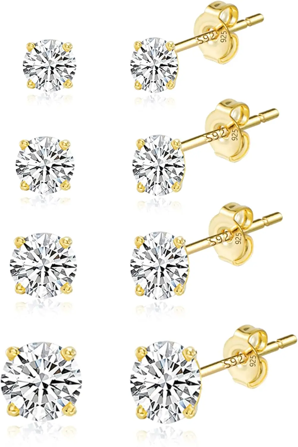 Stud Earrings for Women, 6 Pairs Sterling Silver 925 Gold Studs Set, Multipack Small Gold Stud
Stud Earrings for Women, 6 Pairs Sterling Silver 925 Gold Studs Set, Multipack Small Gold Stud