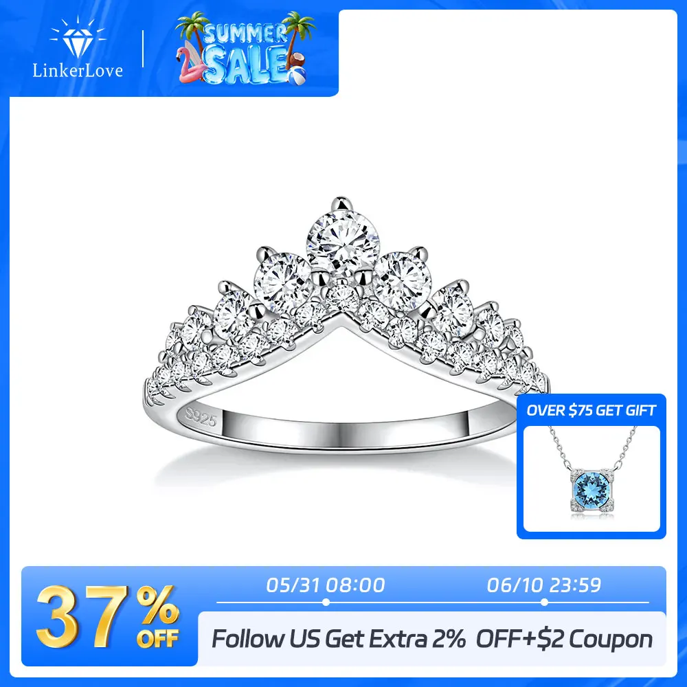 LinkerLove S925 Sterling Silver Rings D Color Moissanite Crown Wedding Bands Anniversary Gift Classic Trendy Engagement Jewelry
LinkerLove S925 Sterling Silver Rings D Color Moissanite Crown Wedding Bands Anniversary Gift Classic Trendy Engagement Jewelry