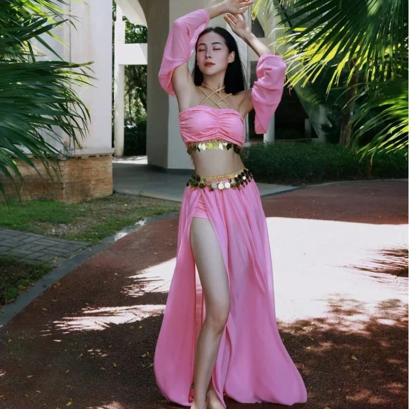 Новое платье для выступлений по восточным танцам, шифоновая юбка для танцев в египетском стиле, для сценических выступлений женщин
Новое платье для выступлений по восточным танцам, шифоновая юбка для танцев в египетском стиле, для сценических выступлений женщин