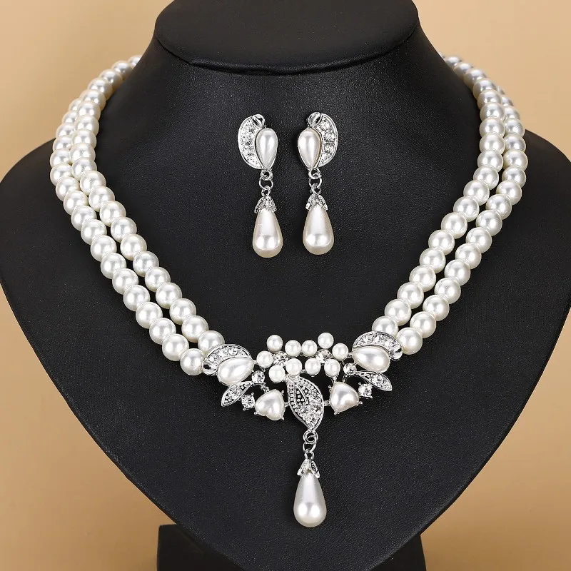 Double Layer Pearl Necklaces Earrings Wedding Party Jewelry Set Classic Women Crystal Bride Earrings Dangle Earring Necklaces
Double Layer Pearl Necklaces Earrings Wedding Party Jewelry Set Classic Women Crystal Bride Earrings Dangle Earring Necklaces