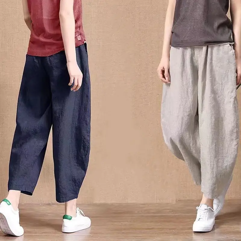 Women's Casual Ankle-length Pants, Lace-up Waist, Loose Trousers, Harem Pants, Monochromatic, Cotton Linen, Spring, Summer, 5XL
Women's Casual Ankle-length Pants, Lace-up Waist, Loose Trousers, Harem Pants, Monochromatic, Cotton Linen, Spring, Summer, 5XL