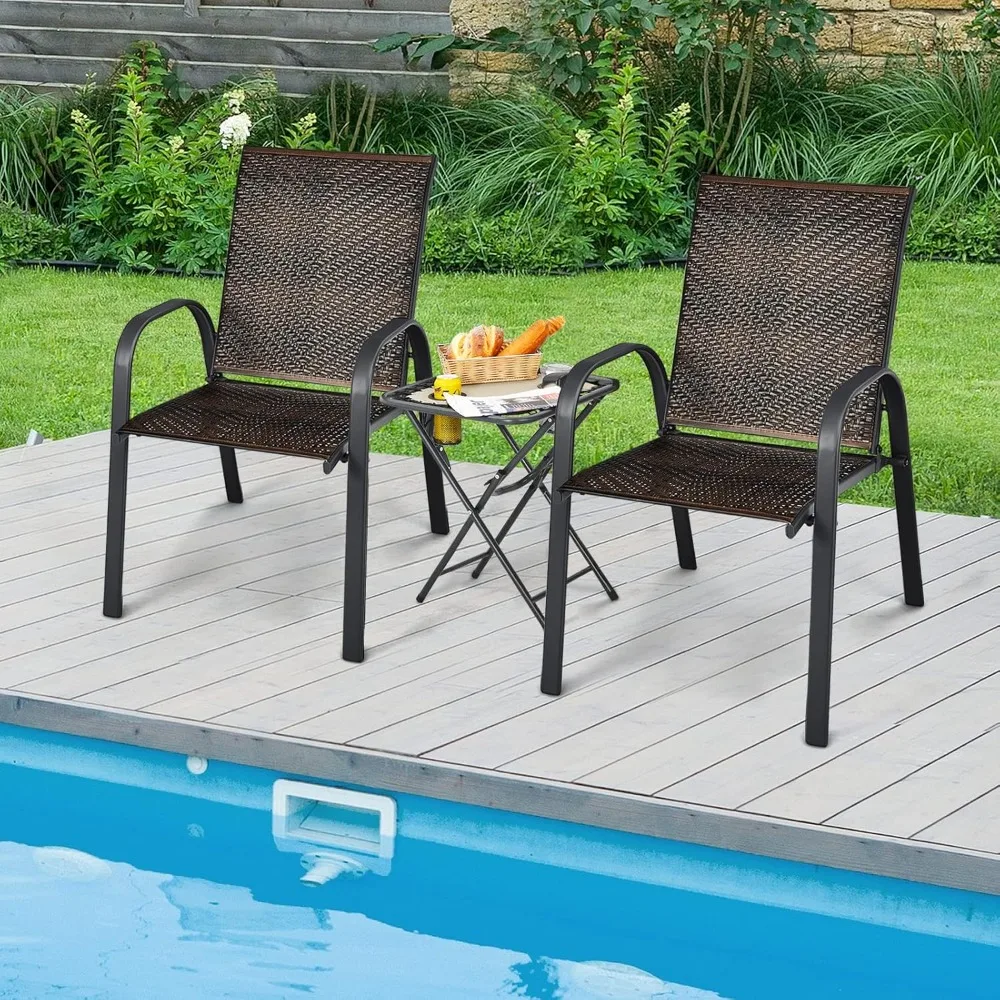 Set of 6 Outdoor PE Wicker Stackable Chairs, Patio Dining Chairs with Sturdy Steel Frame, Outdoor Arm Chairs for Garden
Set of 6 Outdoor PE Wicker Stackable Chairs, Patio Dining Chairs with Sturdy Steel Frame, Outdoor Arm Chairs for Garden