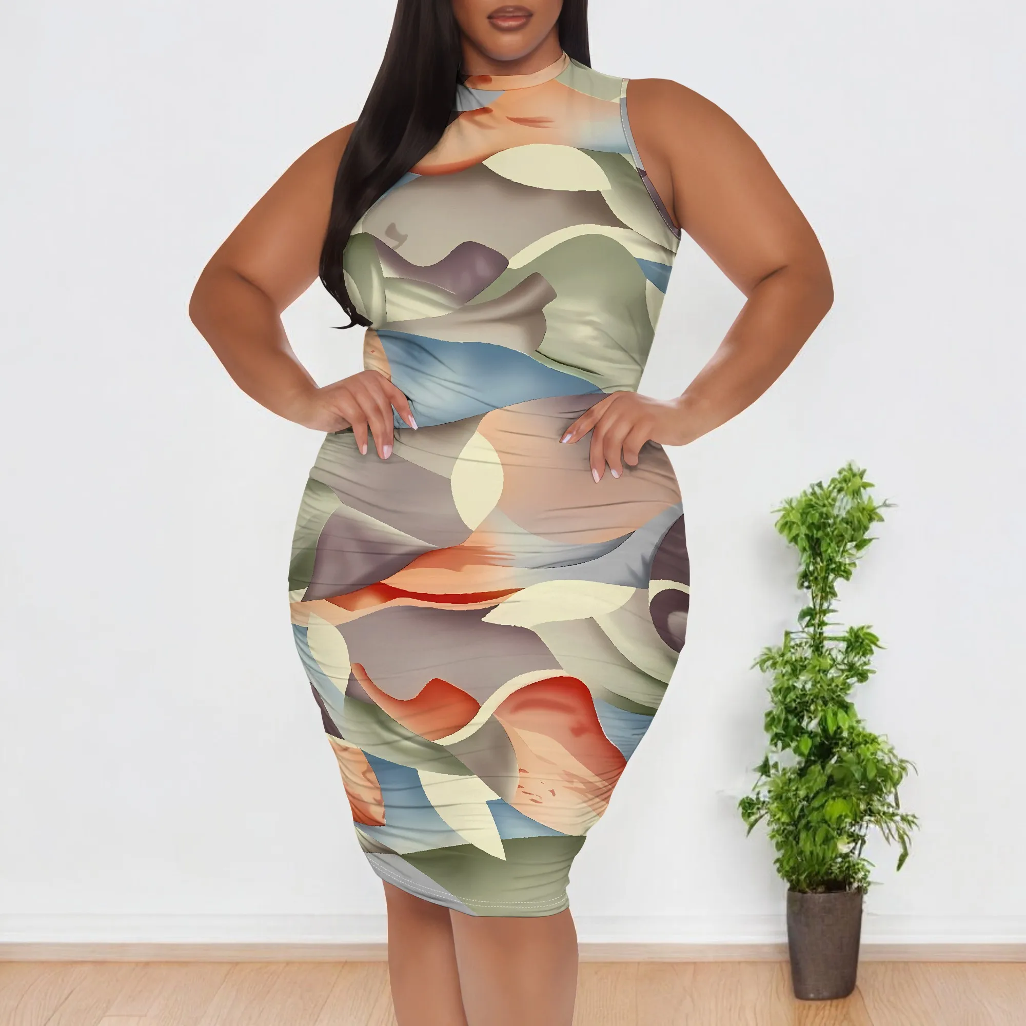 Plus Size Sleeveless Autumn Color Abstract Bodycon Dress for Women Fall Casual Party Thanksgiving Look
Plus Size Sleeveless Autumn Color Abstract Bodycon Dress for Women Fall Casual Party Thanksgiving Look