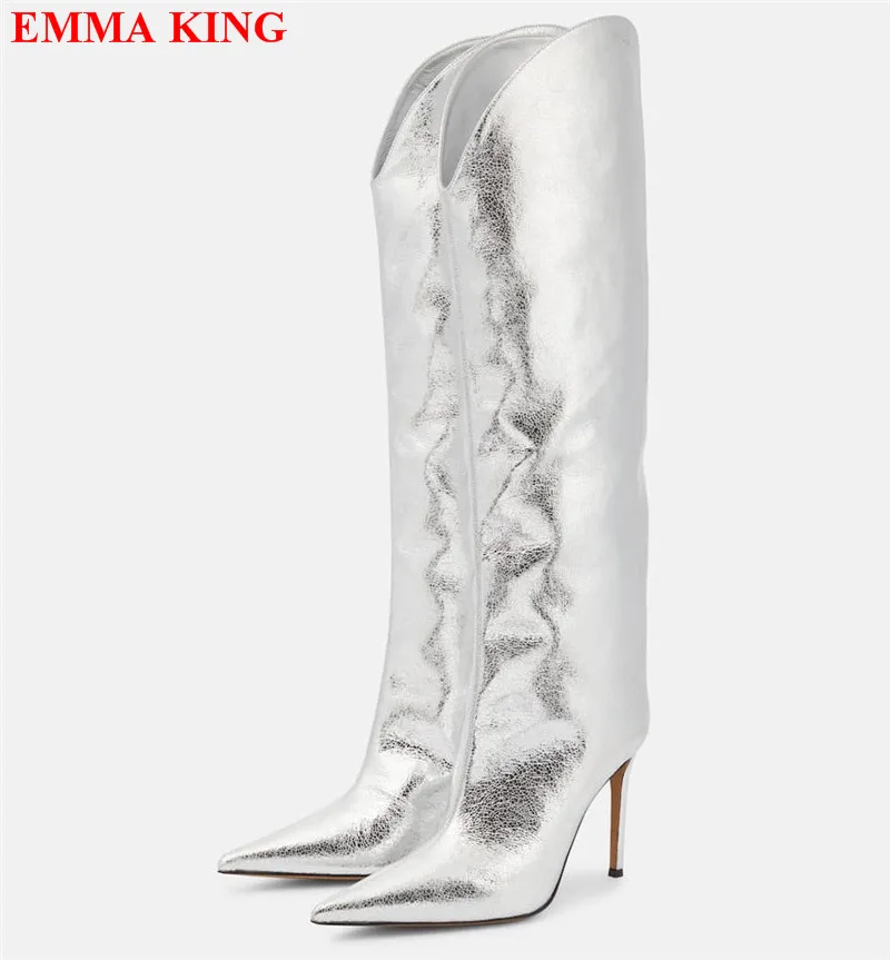 New Designer Silver Shiny Leather Women Knee High Boots Female Winter Autumn Long Boots High Heels Fashion Slip On Shoes Woman
New Designer Silver Shiny Leather Women Knee High Boots Female Winter Autumn Long Boots High Heels Fashion Slip On Shoes Woman