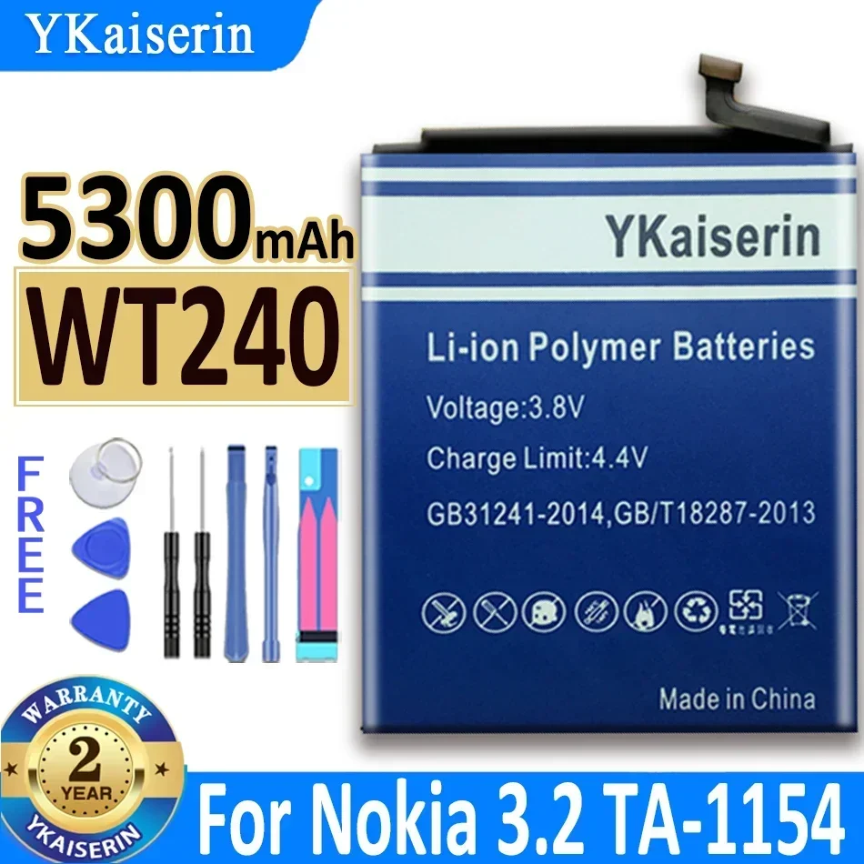 WT240 5300mAh Battery For Nokia 3.2 TA-1154 TA-1156 Cell Phone Battery Batterij + Track NO
WT240 5300mAh Battery For Nokia 3.2 TA-1154 TA-1156 Cell Phone Battery Batterij + Track NO