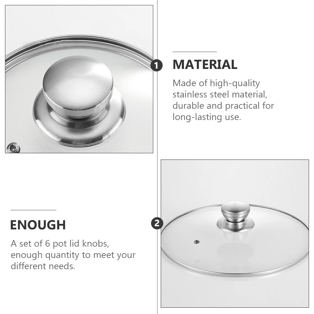 6pcs Stainless Steel Pot Lid Knobs Universal Replacement Handle For Cookware Pan Lid Grip Kitchen Gadget Pot Cover Handles
6pcs Stainless Steel Pot Lid Knobs Universal Replacement Handle For Cookware Pan Lid Grip Kitchen Gadget Pot Cover Handles