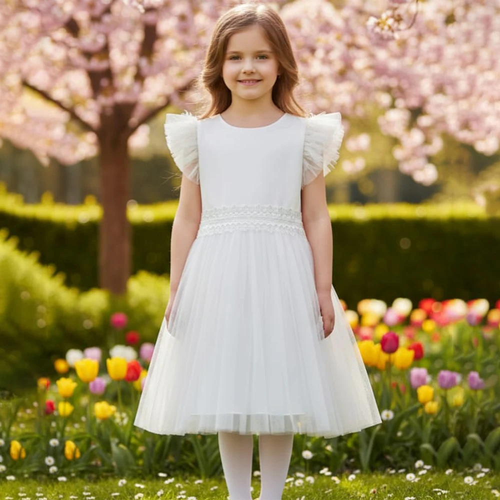 Customized Flower Girl Dress for Wedding Lace A Line Tea Length Girl's Birthday Party Gown Tulle O Neck Cap Sleeve Midi Dresses
Customized Flower Girl Dress for Wedding Lace A Line Tea Length Girl's Birthday Party Gown Tulle O Neck Cap Sleeve Midi Dresses
