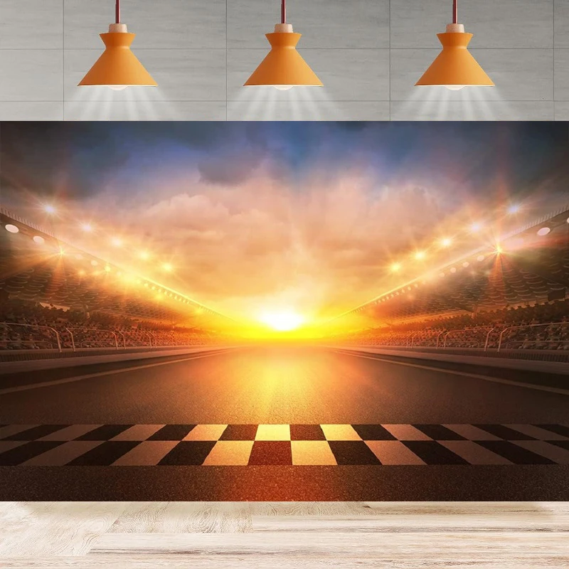 Racing Car Finish Line Photography Backdrop Racing Track Spot Lights Dawn Background Kids Adult Racing Birthday Party Decor
Racing Car Finish Line Photography Backdrop Racing Track Spot Lights Dawn Background Kids Adult Racing Birthday Party Decor