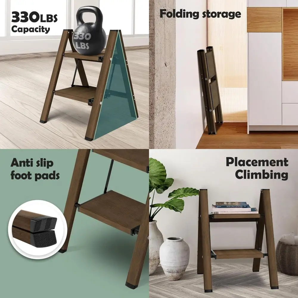 Алюминиевая складная 2-ступенчатая лестница с противоскользящими ступеньками, грузоподъемность 330 фунтов, подходит для дома, кухни, офиса - орех
Алюминиевая складная 2-ступенчатая лестница с противоскользящими ступеньками, грузоподъемность 330 фунтов, подходит для дома, кухни, офиса - орех