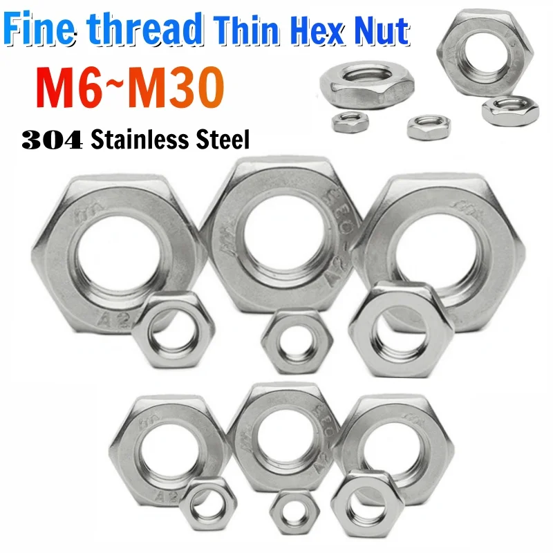 304 Stainless Steel Fine Thread Flat Hex Hexagon Thin Jam Nut Pitch 0.75/1/1.25/1.5/2mm M6 M8 M10 M12 M14 M16 M18 M20 M22-m30
304 Stainless Steel Fine Thread Flat Hex Hexagon Thin Jam Nut Pitch 0.75/1/1.25/1.5/2mm M6 M8 M10 M12 M14 M16 M18 M20 M22-m30