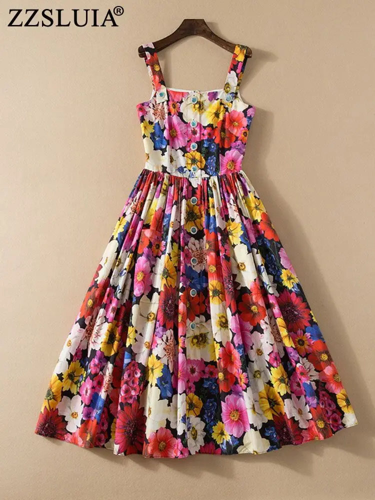 ZZSLUIA Cotton Dresses For Women Flower Printed Buttons Designer Slim Midi Dress Fashion Single Breasted Elegant Dresses Female
ZZSLUIA Cotton Dresses For Women Flower Printed Buttons Designer Slim Midi Dress Fashion Single Breasted Elegant Dresses Female