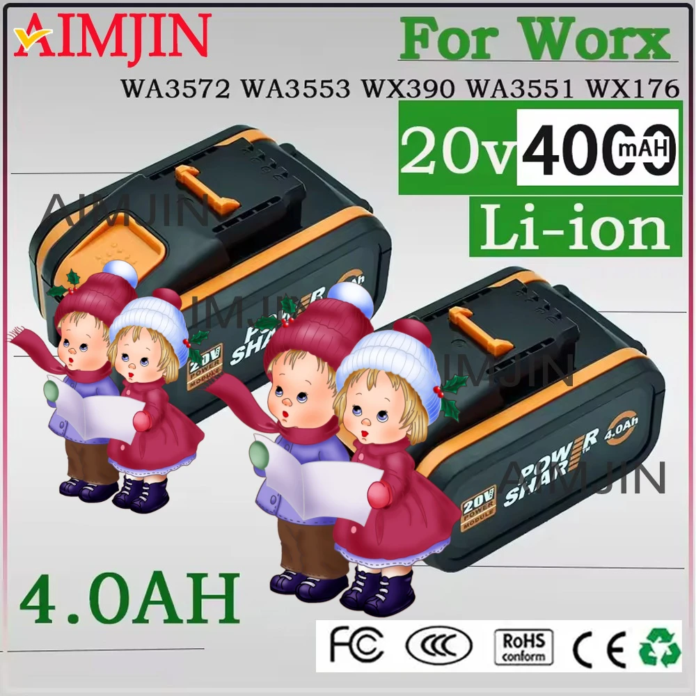 20V Rechargeable for worx 4.0/6.0/10Ah Lithium battery WA3553 WA3551 WA3553.1 WA3570 for All WORX Electric and Garden Tools k
20V Rechargeable for worx 4.0/6.0/10Ah Lithium battery WA3553 WA3551 WA3553.1 WA3570 for All WORX Electric and Garden Tools k