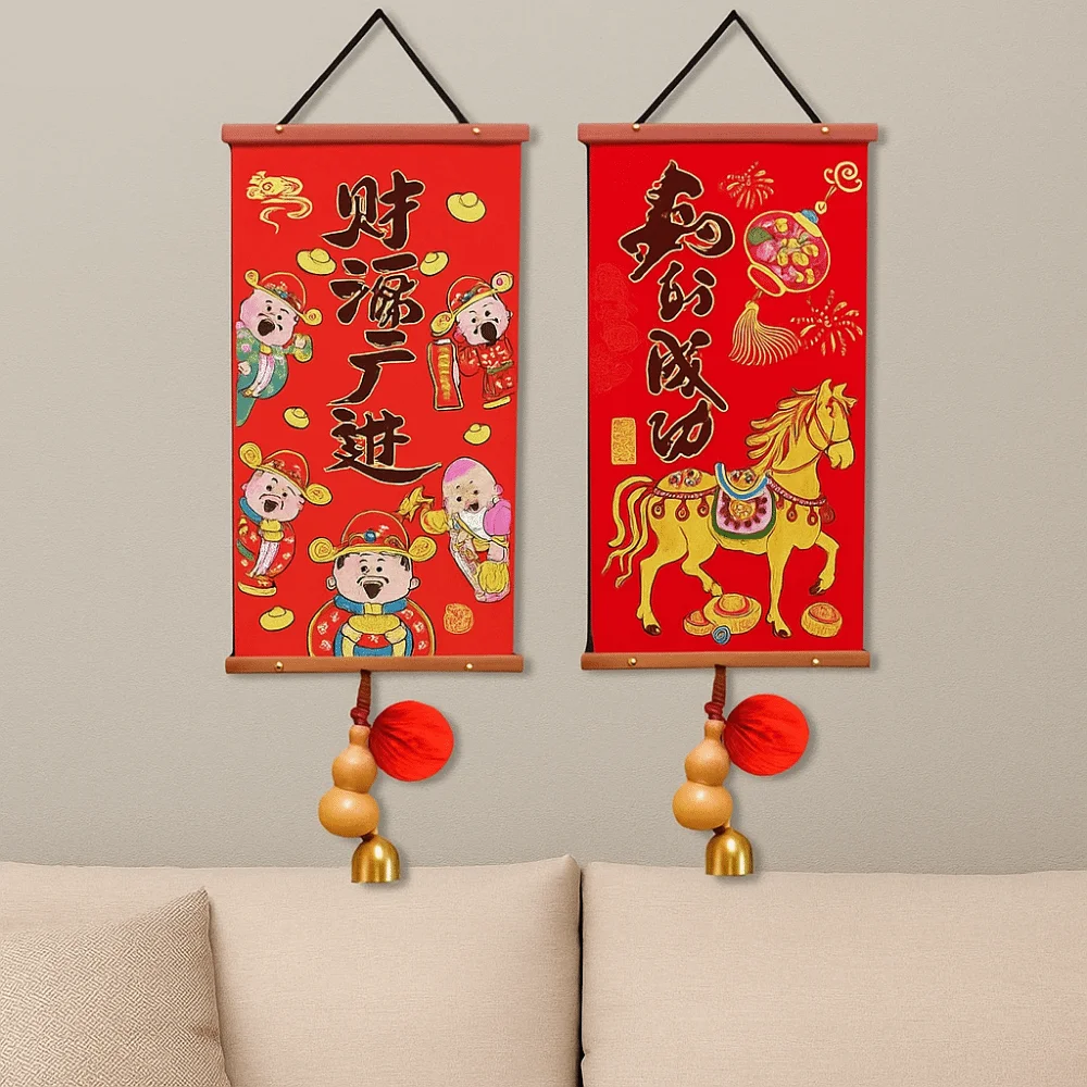 Velvet Chinese New Year Decoration Cartoon Chinese Style New Year Door Couplet with Tassel Decorative Spring Festival Pendants
Velvet Chinese New Year Decoration Cartoon Chinese Style New Year Door Couplet with Tassel Decorative Spring Festival Pendants
