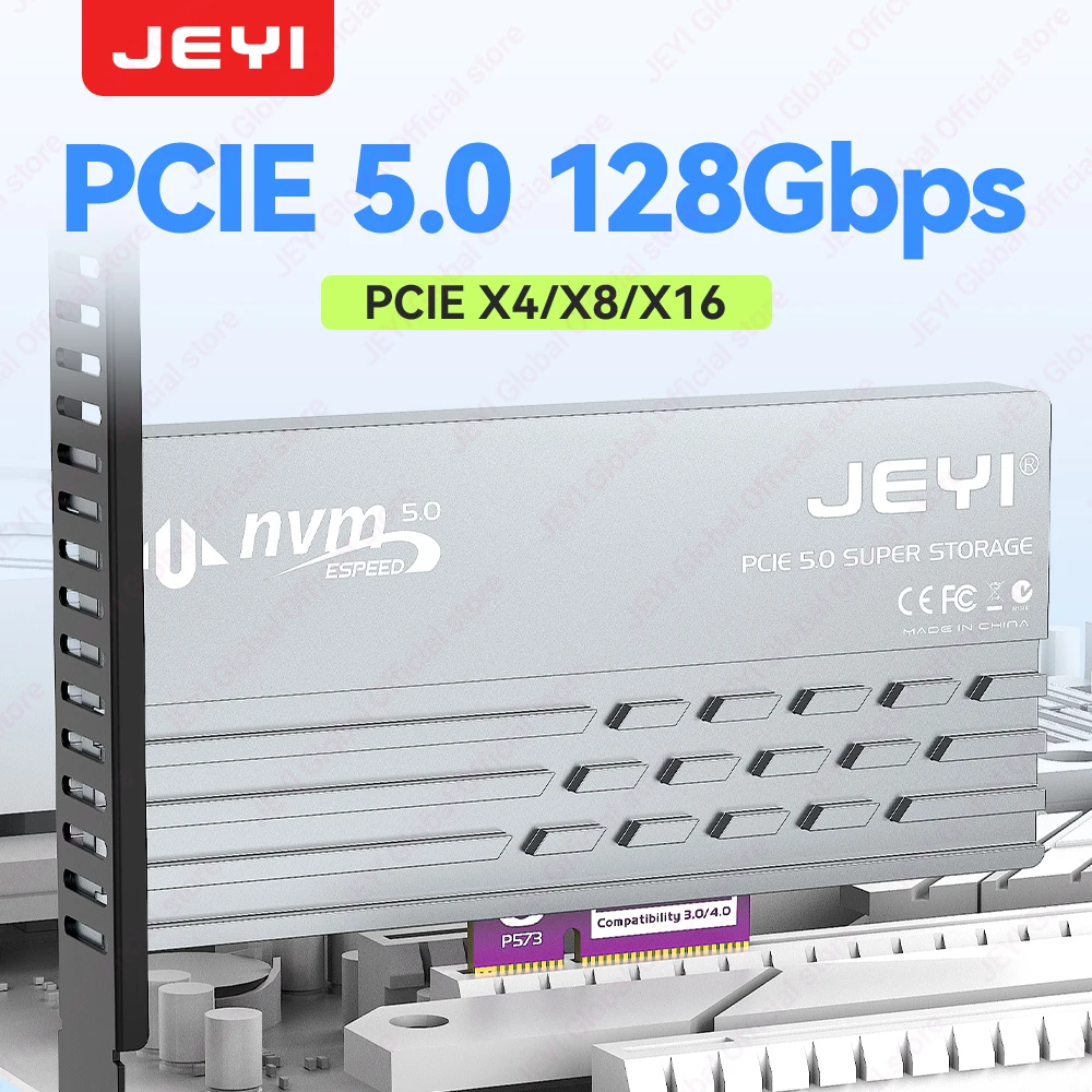 JEYI PCIe 5.0 to M.2 NVMe Expansion Card 128Gbps for PCIe X4/X8/X16 slot Converter with Cool Heatsink Compatibility PCIE 4.0/3.0
JEYI PCIe 5.0 to M.2 NVMe Expansion Card 128Gbps for PCIe X4/X8/X16 slot Converter with Cool Heatsink Compatibility PCIE 4.0/3.0