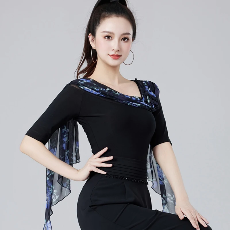 Ballroom Dance Top Women Black Dancewear Tops With Ribbon Standard Social Dance Costumes Adult Latin Practice Clothes AMY1857
Ballroom Dance Top Women Black Dancewear Tops With Ribbon Standard Social Dance Costumes Adult Latin Practice Clothes AMY1857