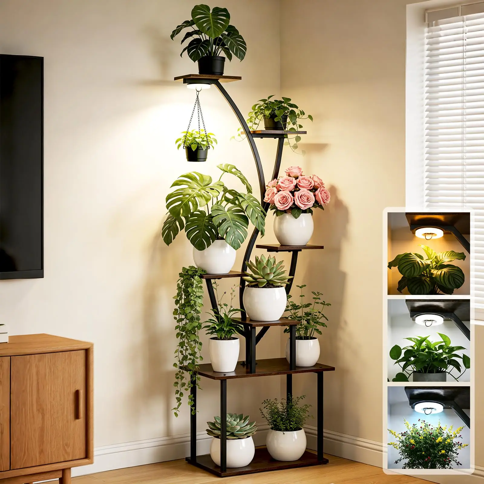 7-Tier Indoor Plant Stand With LED Grow Lights Corner Shelf For Living Room Office
7-Tier Indoor Plant Stand With LED Grow Lights Corner Shelf For Living Room Office