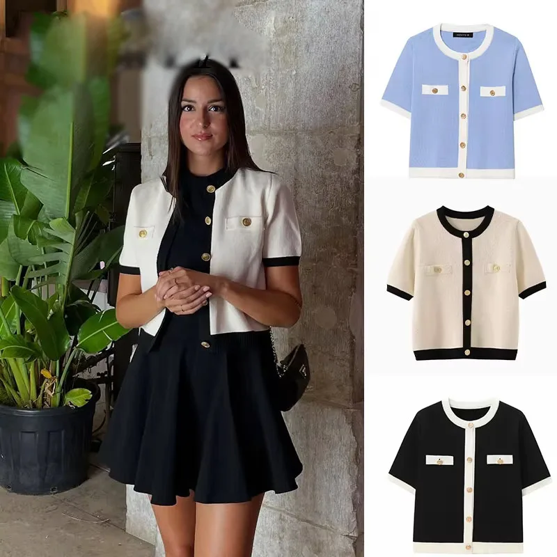 2025 Female Knitted Loose Shirt Vest Black White Patchwork Single Breasted Metal Buttons Sweater Cardigan Fashion Trends
2025 Female Knitted Loose Shirt Vest Black White Patchwork Single Breasted Metal Buttons Sweater Cardigan Fashion Trends