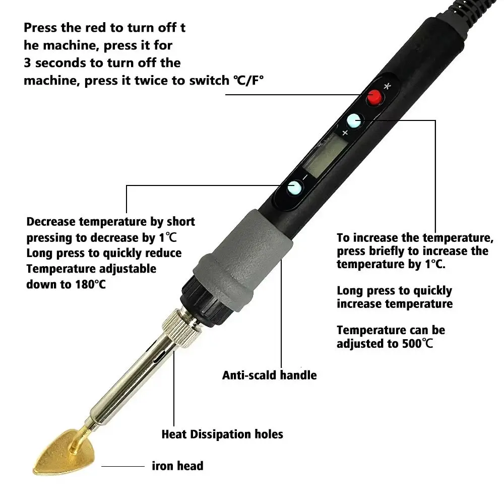 US/EU Electric Soldering Iron Adjustable Willow Leaf Tip Electric Iron Solder Digital Display Simple Stand Welding Tool Kit Pen
US/EU Electric Soldering Iron Adjustable Willow Leaf Tip Electric Iron Solder Digital Display Simple Stand Welding Tool Kit Pen