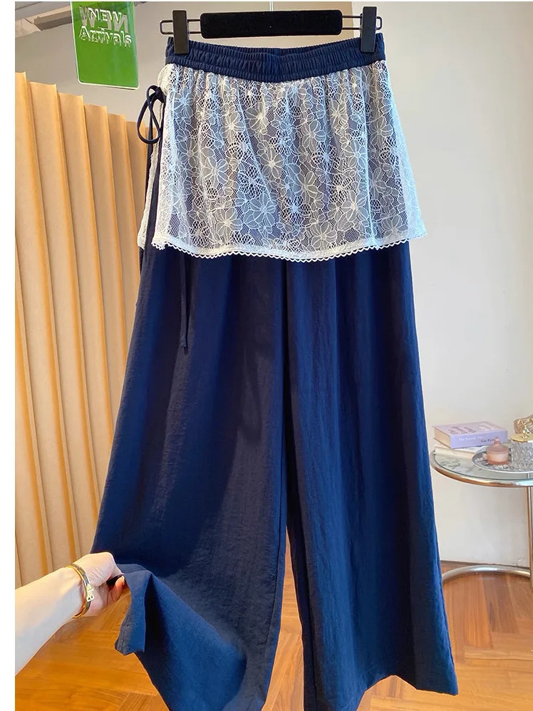 plus Size Women's Summer Lace Panel Wide Leg Pants Casual Thin Elastic Waist Polyester Fiber Straight Cut Trousers
plus Size Women's Summer Lace Panel Wide Leg Pants Casual Thin Elastic Waist Polyester Fiber Straight Cut Trousers