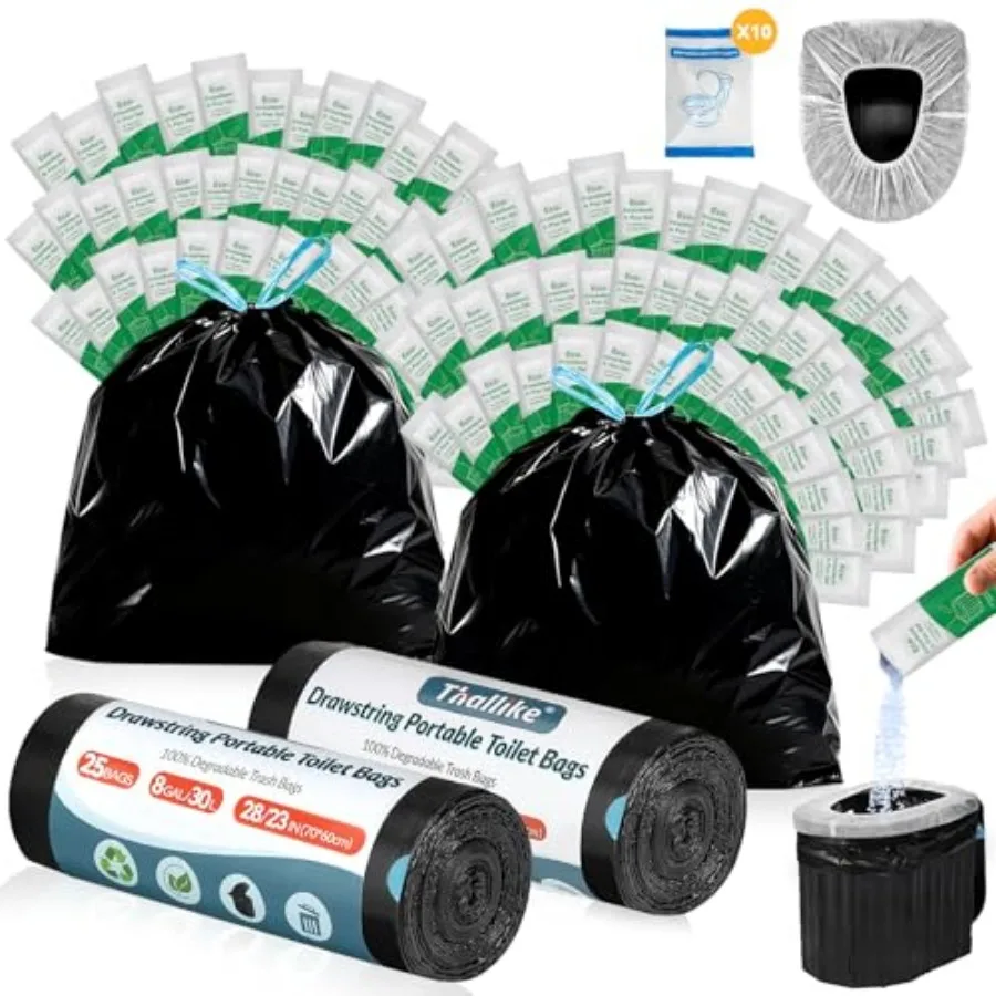 Portable Toilet bags Poo Gel Set, 8 Gallon Drawstring Camping Toilet Bags with Portable Toilet Absorbent Gel and Disposable Toi
Portable Toilet bags Poo Gel Set, 8 Gallon Drawstring Camping Toilet Bags with Portable Toilet Absorbent Gel and Disposable Toi