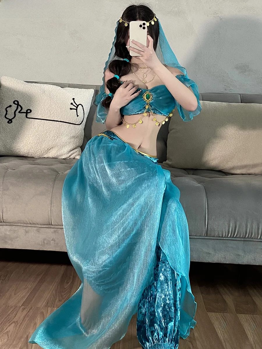 Sexy Aladdin Queen Costume Desert Dance Girl Ethnic Flavor Dunhuang Western Regions Outfit Women's Stage Performance Clothing
Sexy Aladdin Queen Costume Desert Dance Girl Ethnic Flavor Dunhuang Western Regions Outfit Women's Stage Performance Clothing