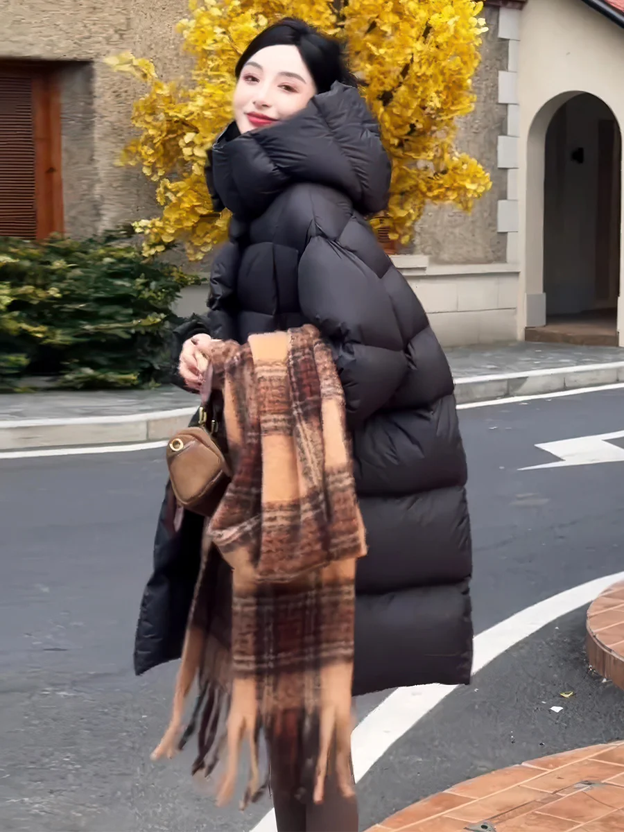 Bla Mid-Length Du down Jaet Women's Winter Thiened Loose Hooded Warm Bread Sle Coat 90% White Du Feather
Bla Mid-Length Du down Jaet Women's Winter Thiened Loose Hooded Warm Bread Sle Coat 90% White Du Feather