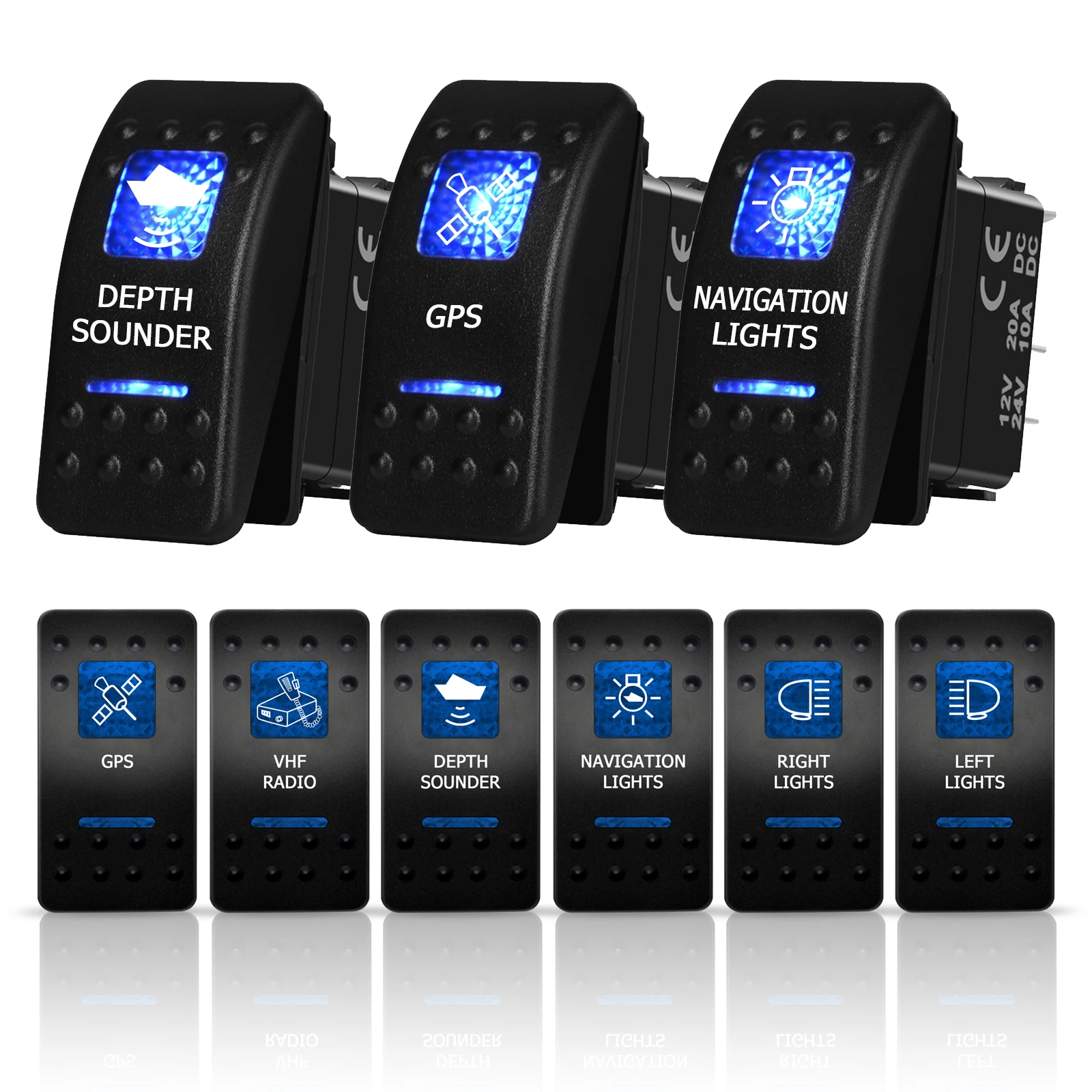 Waterproof Blue LED Light Bar Rocker Switch 12V 20A On-Off / On-Off-On / On-On-Off for Automotive Boat Trailer & Marine Lighting
Waterproof Blue LED Light Bar Rocker Switch 12V 20A On-Off / On-Off-On / On-On-Off for Automotive Boat Trailer & Marine Lighting