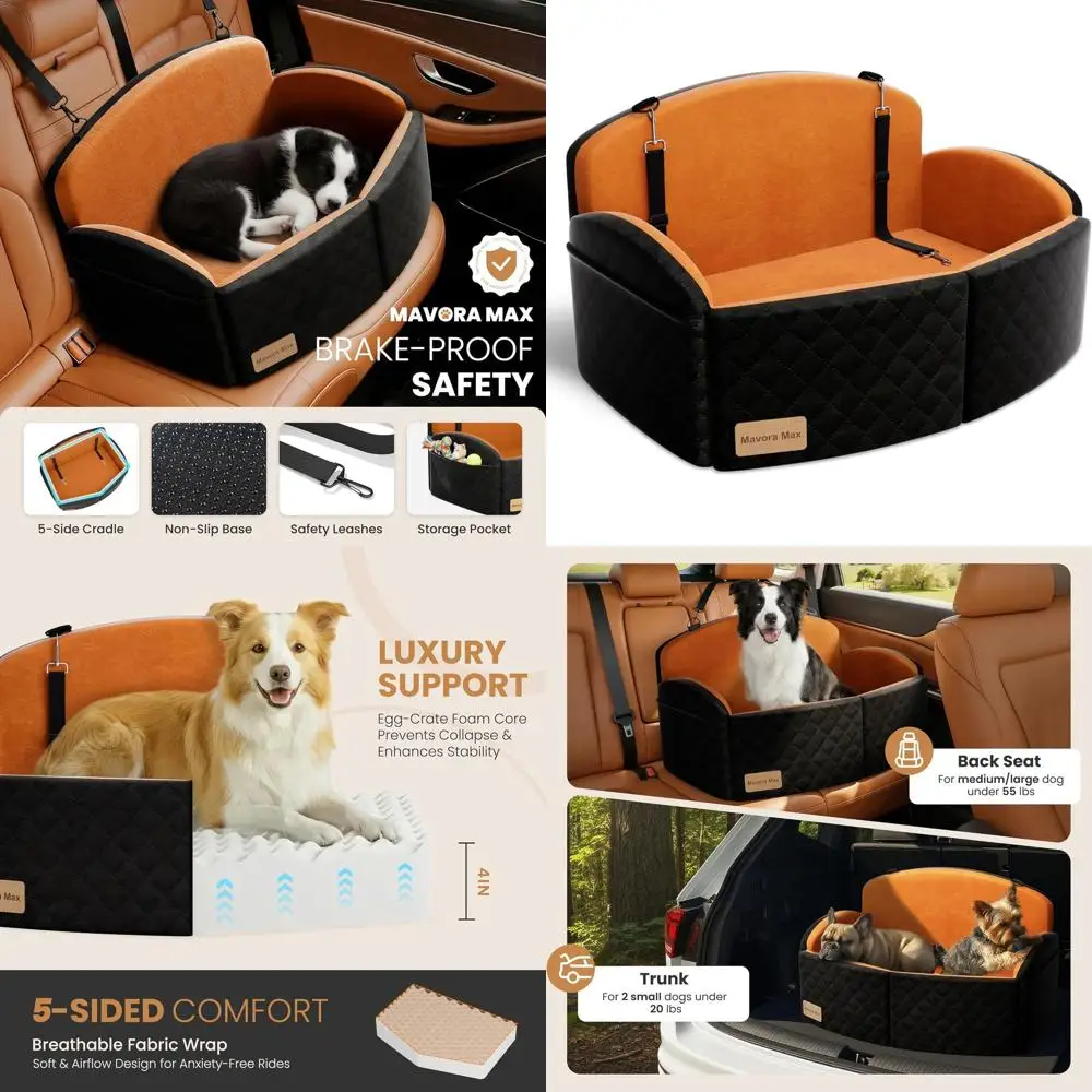 Large Dog Car Seat with Memory Foam Cushion, Washable Cover & 2 Safety Leashes, Fits Dogs up to 55 lbs
Large Dog Car Seat with Memory Foam Cushion, Washable Cover & 2 Safety Leashes, Fits Dogs up to 55 lbs