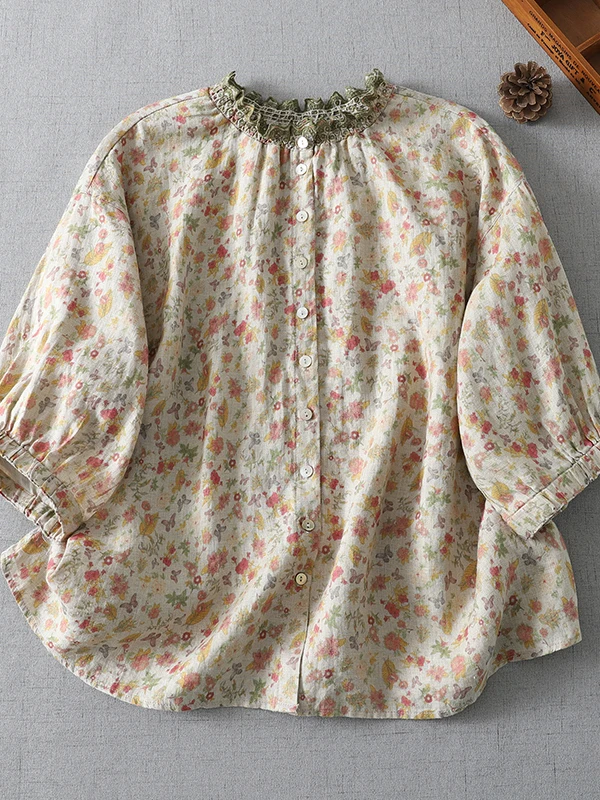 Artistic Embroidered Linen Print Shirt Five-Quarter Sleeve Breathable Fashion Women's Loose Fit Original Design Summer New
Artistic Embroidered Linen Print Shirt Five-Quarter Sleeve Breathable Fashion Women's Loose Fit Original Design Summer New