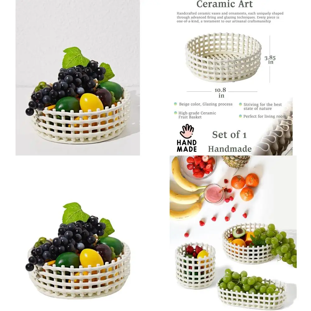 Большая бежевая круглая глазурованная керамическая ваза для фруктов, 27,4x9,8 см, современный декоративный органайзер для кухни, хлеба, овощей, джема
Большая бежевая круглая глазурованная керамическая ваза для фруктов, 27,4x9,8 см, современный декоративный органайзер для кухни, хлеба, овощей, джема