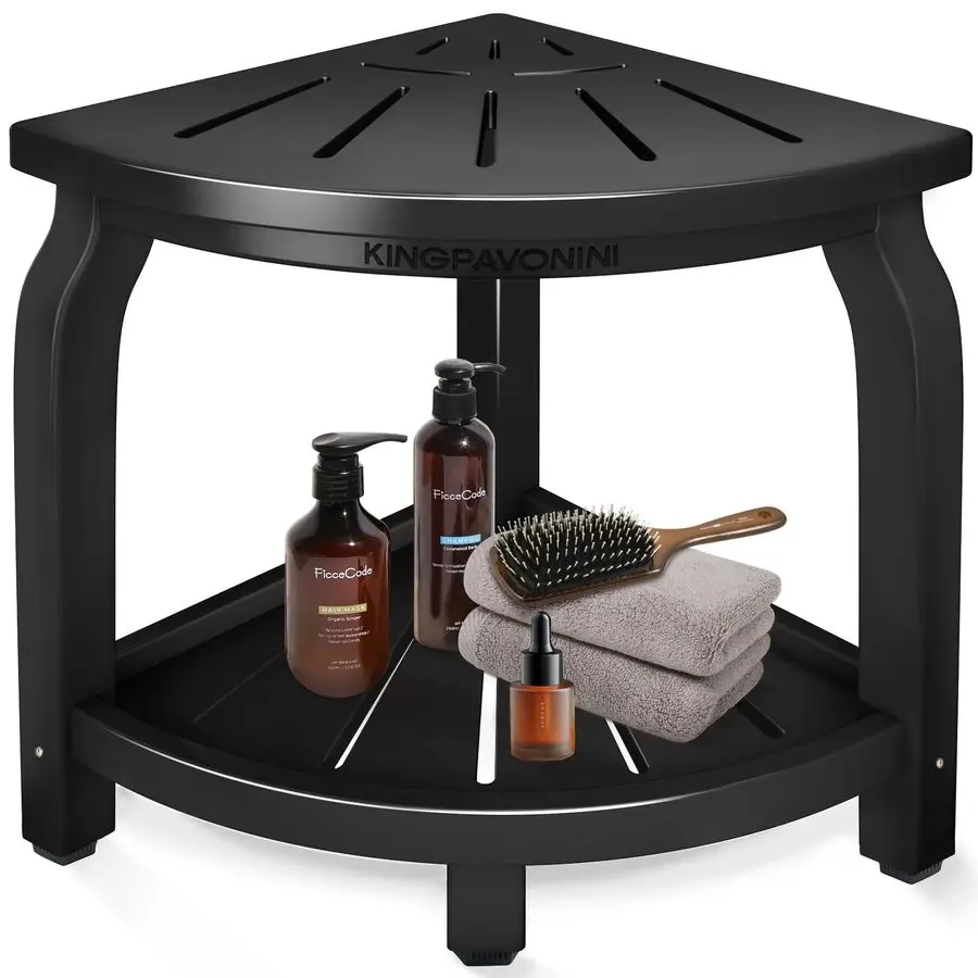 Bamboo Corner Shower Stool for Shaving Legs Foot Rest, Waterproof Bath Bench Seat with Storage Shelf for Bathroom Inside Shower
Bamboo Corner Shower Stool for Shaving Legs Foot Rest, Waterproof Bath Bench Seat with Storage Shelf for Bathroom Inside Shower