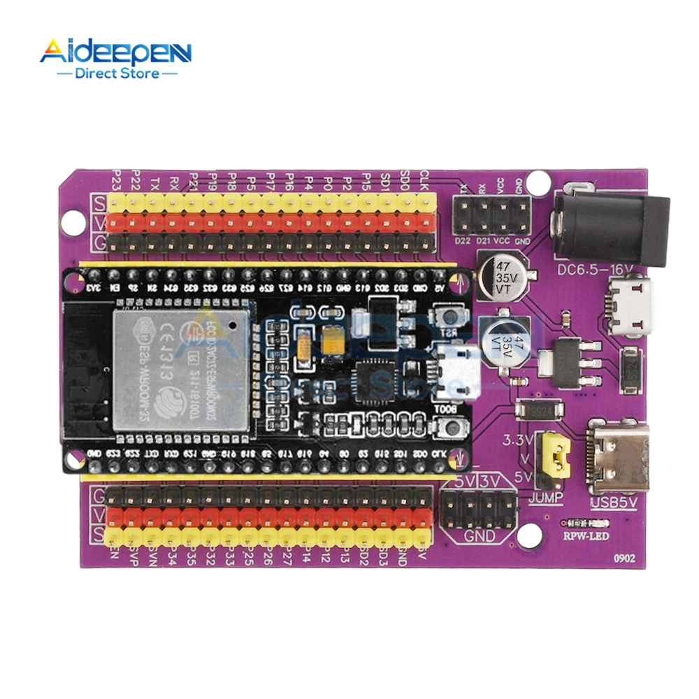 Дополнительная плата для разработки ESP32, флэш-USB CP2102, WiFi + Bluetooth, два ядра, флэш-плата, 38 контактов
Дополнительная плата для разработки ESP32, флэш-USB CP2102, WiFi + Bluetooth, два ядра, флэш-плата, 38 контактов
