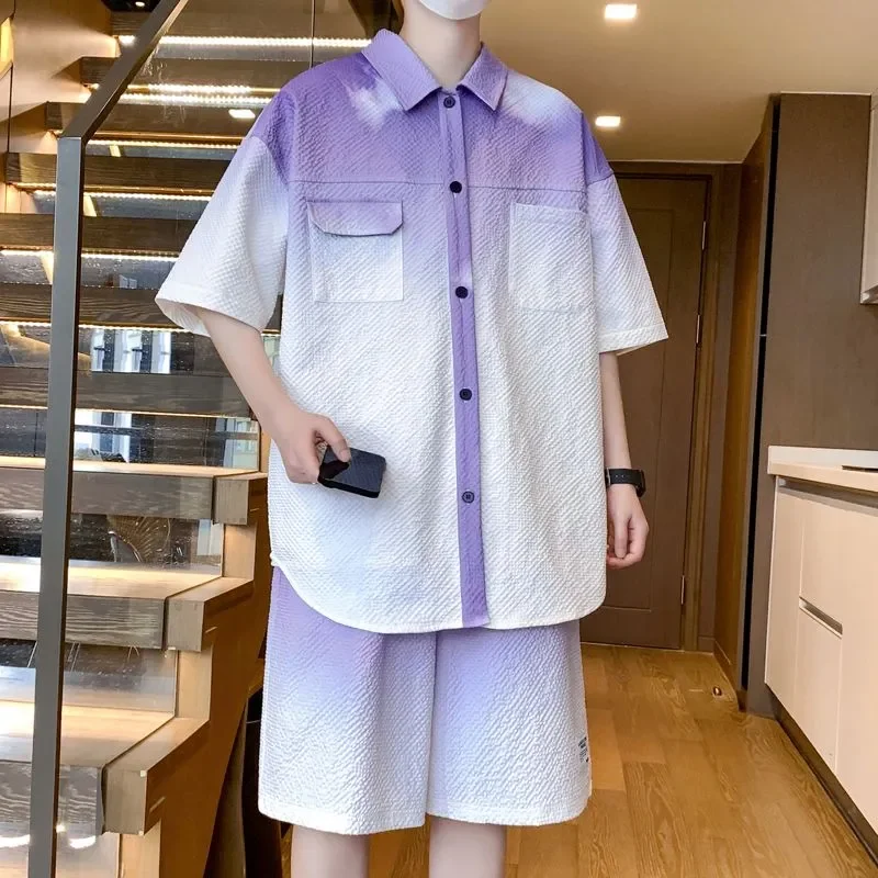 Men Gradient Bubble Fabric Two Piece Set Summer Ice Silk Quick Dry Short Sleeve Shirt Shorts Casual Outfit S-6XL
Men Gradient Bubble Fabric Two Piece Set Summer Ice Silk Quick Dry Short Sleeve Shirt Shorts Casual Outfit S-6XL