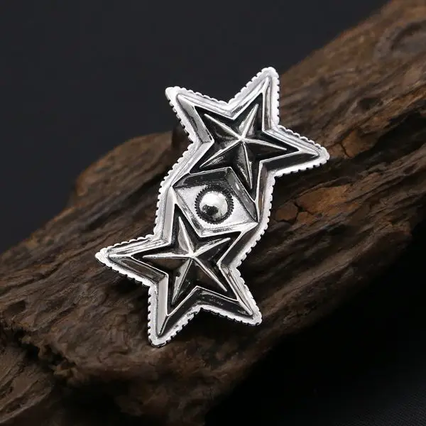 Thai Silver Vintage Double Star Pendant Men's Personality Trendy Pure Silver Necklace Pendant Punk Hip Hop Sweater Chain
Thai Silver Vintage Double Star Pendant Men's Personality Trendy Pure Silver Necklace Pendant Punk Hip Hop Sweater Chain