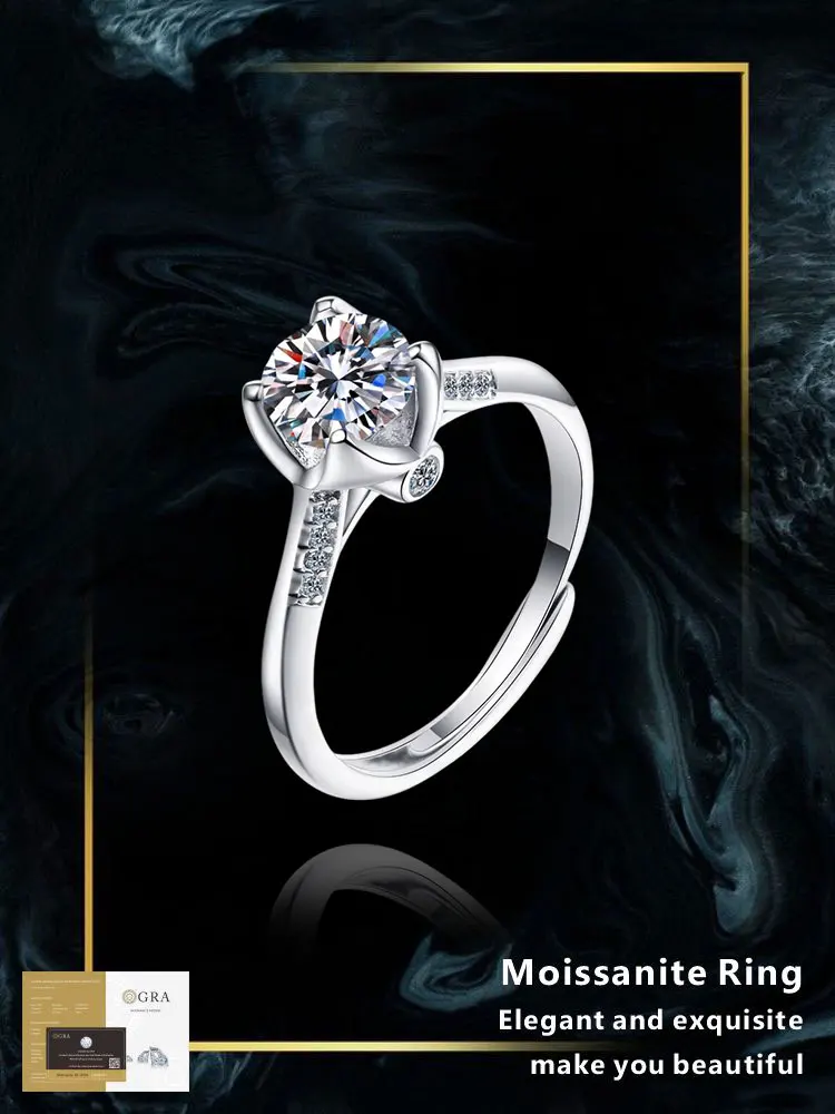 925 Sterling Silver Moissanite Ring VVS1 D Color Women's Classic Four-claw Luxury Wedding Diamond Jewelry with GRA Certified
925 Sterling Silver Moissanite Ring VVS1 D Color Women's Classic Four-claw Luxury Wedding Diamond Jewelry with GRA Certified