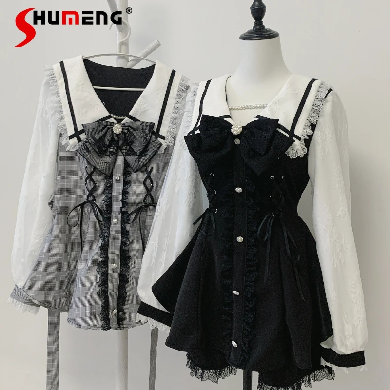 Original Japanese Mine Mass-produced Long-sleeved Lolita Outfit Girl Womens Sweet Bow Lace Elegant Dress + Shorts 2 Piece Set
Original Japanese Mine Mass-produced Long-sleeved Lolita Outfit Girl Womens Sweet Bow Lace Elegant Dress + Shorts 2 Piece Set