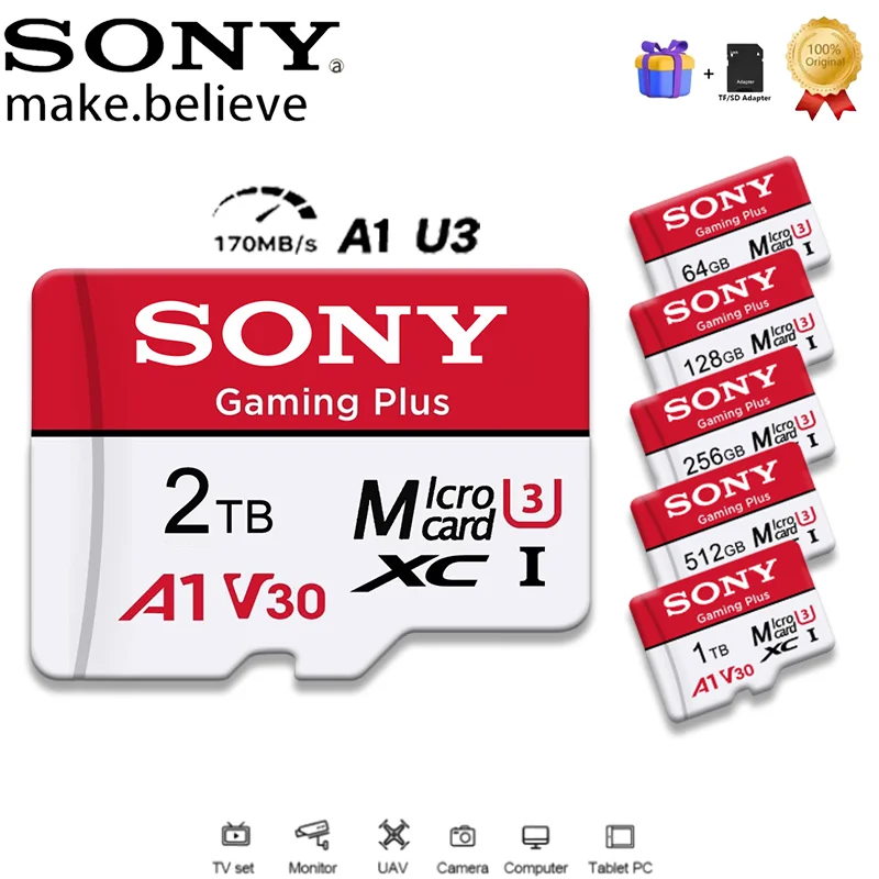 SONY Ultra High Speed 2TB Micro SD Memory Card U3 Class10 Flash TF Card 256GB 512GB 64GB 128GB Compatible with Phones Computers
SONY Ultra High Speed 2TB Micro SD Memory Card U3 Class10 Flash TF Card 256GB 512GB 64GB 128GB Compatible with Phones Computers