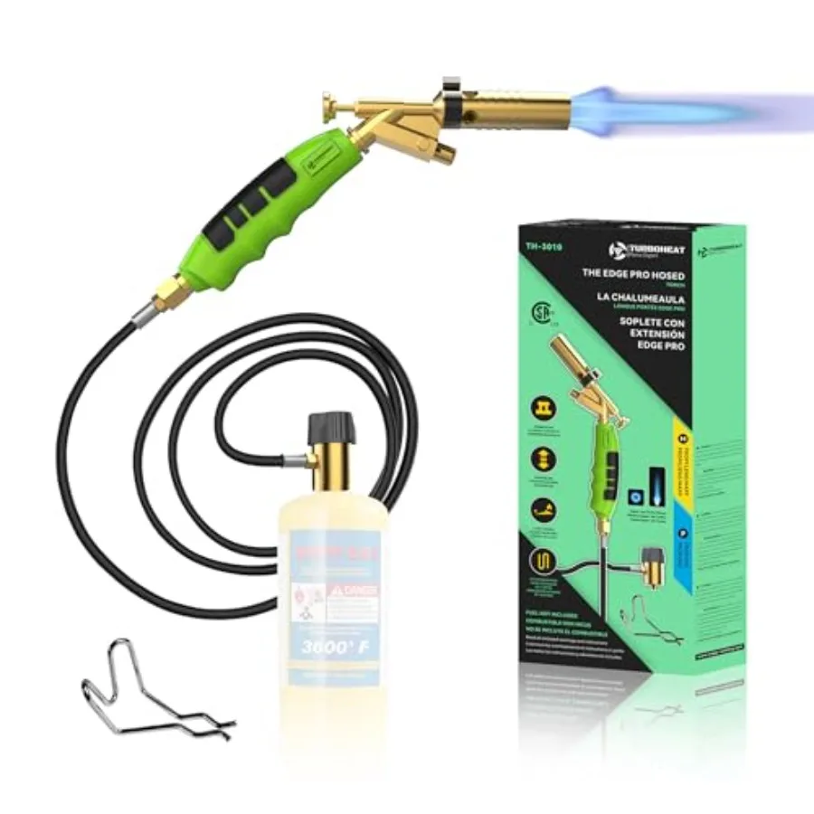 Propane Torch with 5ft Hose 25388 BTU Heavy Duty MAPP Gas Torch Kit Full Brass Burner Head Japan Piezo Igniter Dual Flame Mode
Propane Torch with 5ft Hose 25388 BTU Heavy Duty MAPP Gas Torch Kit Full Brass Burner Head Japan Piezo Igniter Dual Flame Mode
