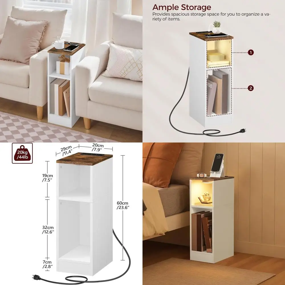 Compact Charging Nightstand with LED Sensor, Ideal for Small Spaces, Living and Bedroom Use, Rustic Brown & White
Compact Charging Nightstand with LED Sensor, Ideal for Small Spaces, Living and Bedroom Use, Rustic Brown & White