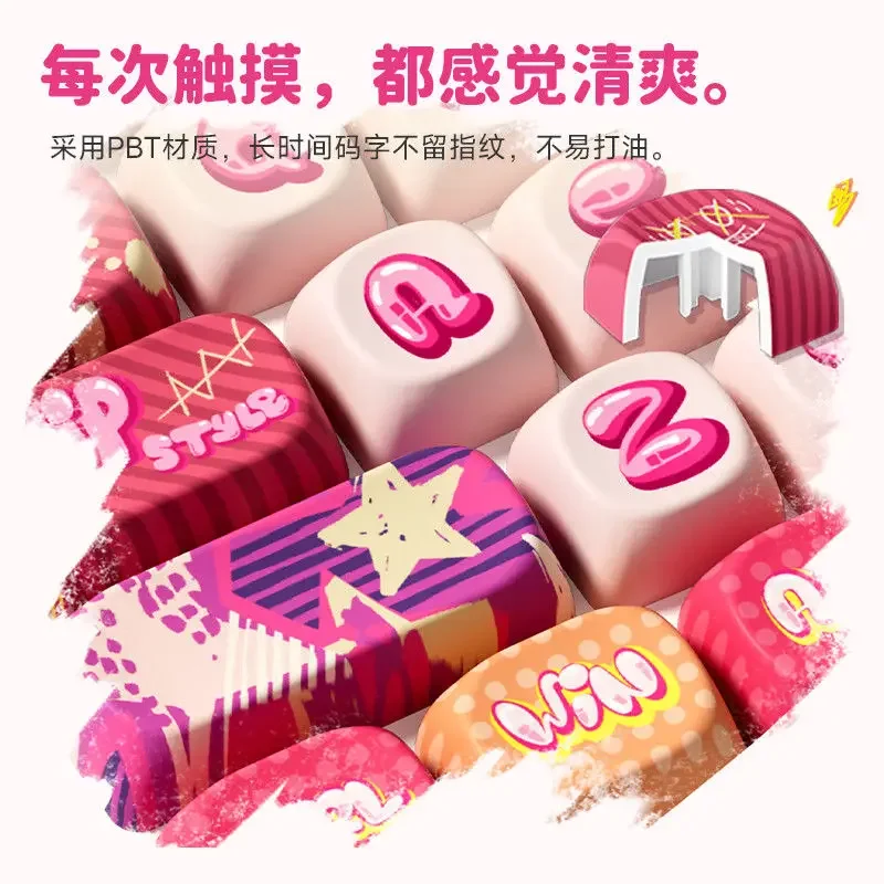 Rainbow candy keycaps pink cute pbt hot sublimation MOA full set of color retro keyboard universal
Rainbow candy keycaps pink cute pbt hot sublimation MOA full set of color retro keyboard universal