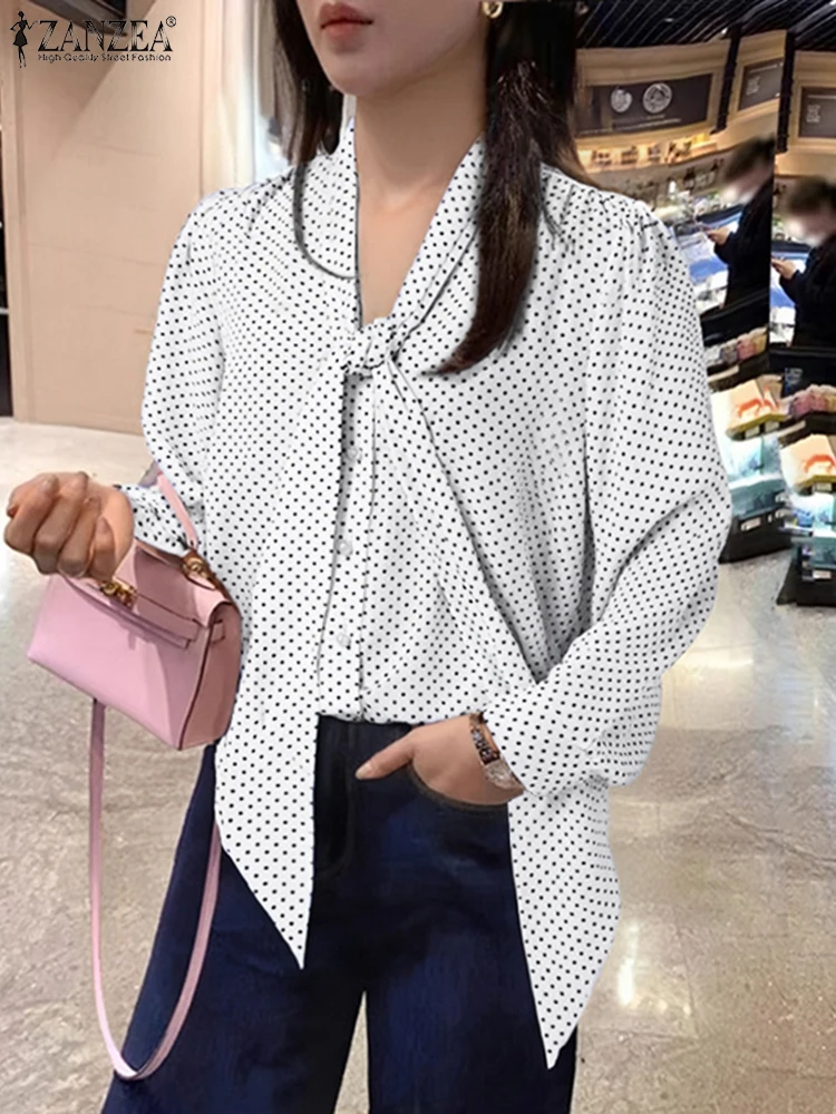 ZANZEA Vintage Bowtie Neck Shirts Office Lady Polka Dot Blouse Fashion Korean Pleating Tops Casual Loose 2025 Spring Shirts
ZANZEA Vintage Bowtie Neck Shirts Office Lady Polka Dot Blouse Fashion Korean Pleating Tops Casual Loose 2025 Spring Shirts
