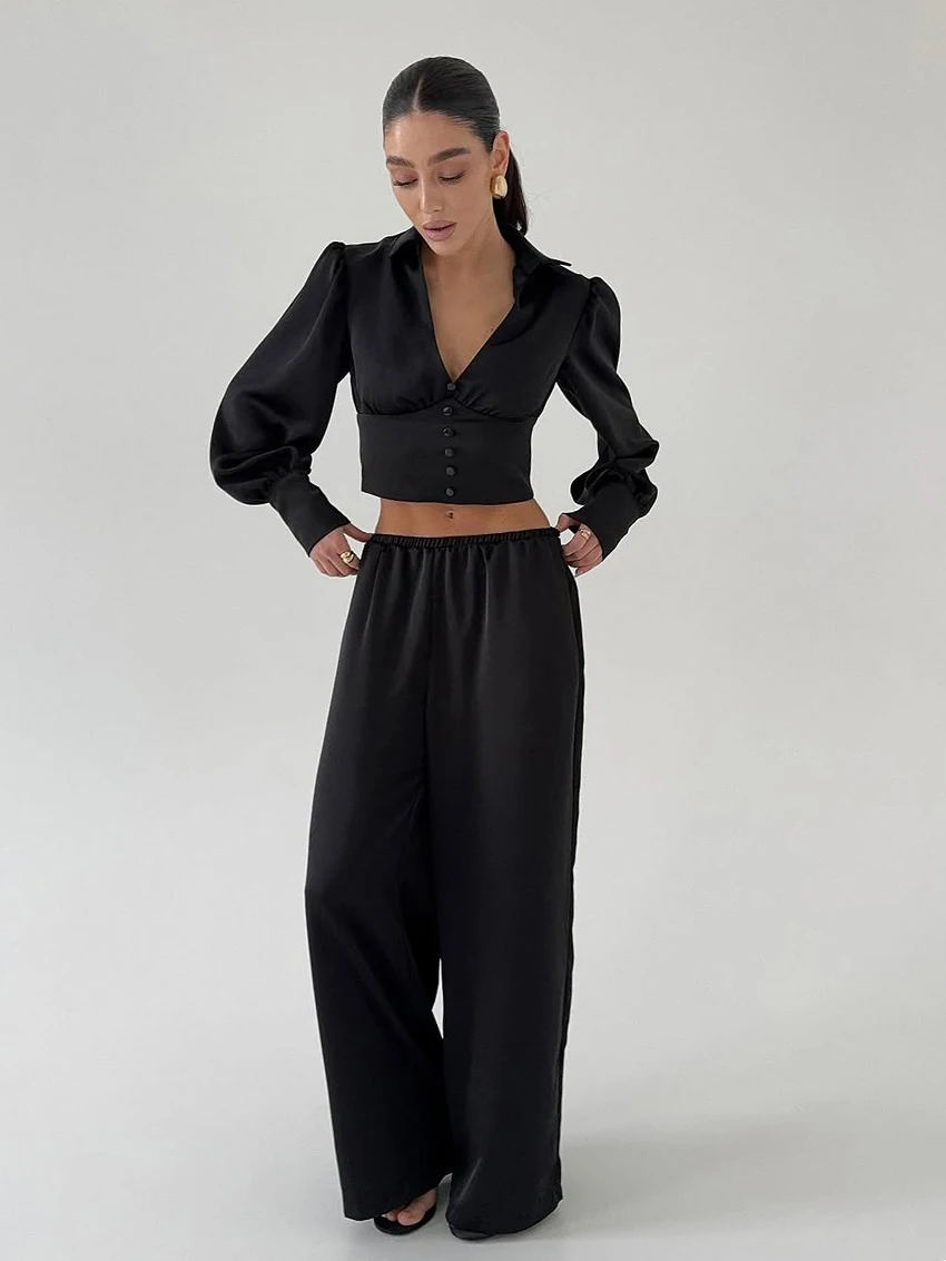 Martahqiqi Fashion Ladies Nightgowns Suit Crop Top Pajamas Long Sleeve Nightie Sexy V-Neck Nightwear Pants Female Sleepwear Set
Martahqiqi Fashion Ladies Nightgowns Suit Crop Top Pajamas Long Sleeve Nightie Sexy V-Neck Nightwear Pants Female Sleepwear Set
